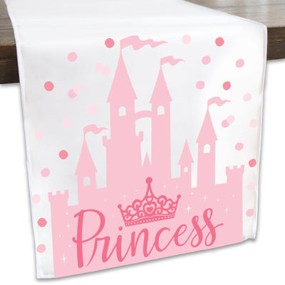 Little Princess Crown - Pink Princess Baby Shower or Birthday Party Dining Tabletop Decor - Cloth Table Runner - 13 x 70 inches