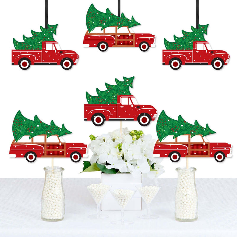 Merry Little Christmas Tree - Decorations DIY Red Truck and Car Christmas Party Essentials - Set of 20