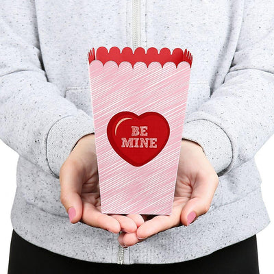 Valentine's Day Conversation Hearts - Valentine's Day Party Favor Popcorn Treat Boxes - Set of 12