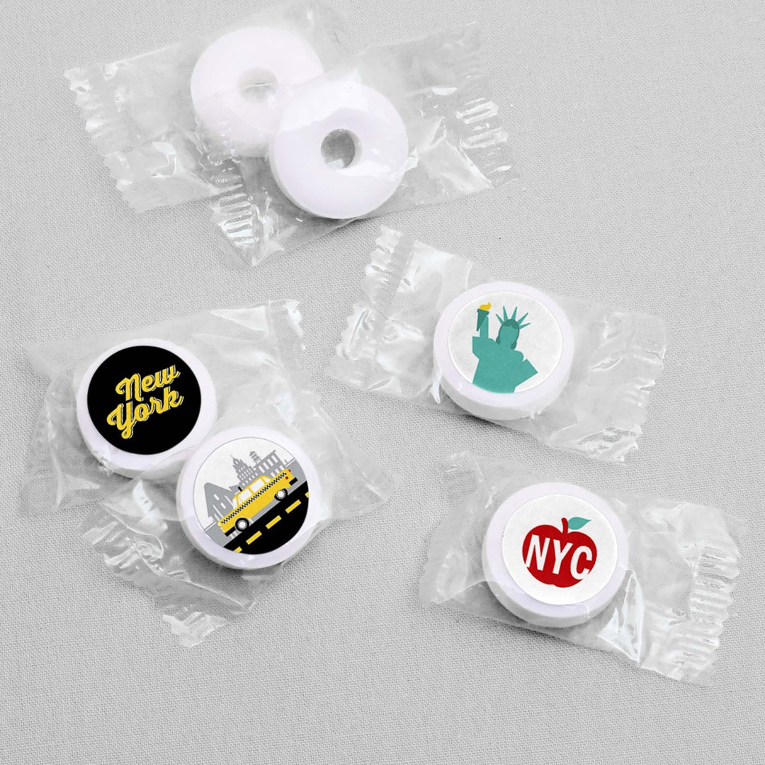 NYC Cityscape - New York City Party Round Candy Sticker Favors - Labels Fit Hershey's Kisses - 108 ct
