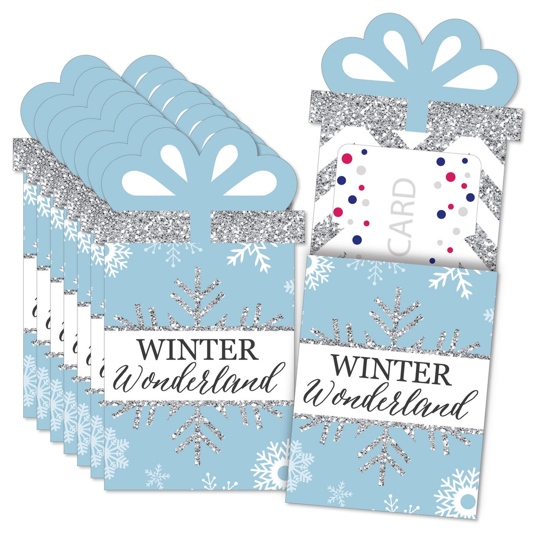 Winter Wonderland - Snowflake Holiday Party and Winter Wedding Money and Gift Card Sleeves - Nifty Gifty Card Holders - Set of 8