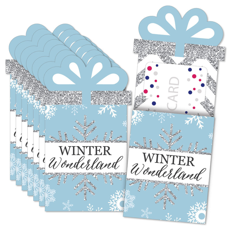 Winter Wonderland - Snowflake Holiday Party and Winter Wedding Money and Gift Card Sleeves - Nifty Gifty Card Holders - Set of 8