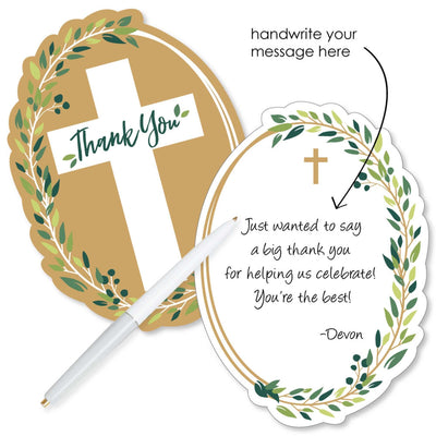 Elegant Cross - Shaped Thank You Cards - Religious Party Thank You Note Cards with Envelopes - Set of 12
