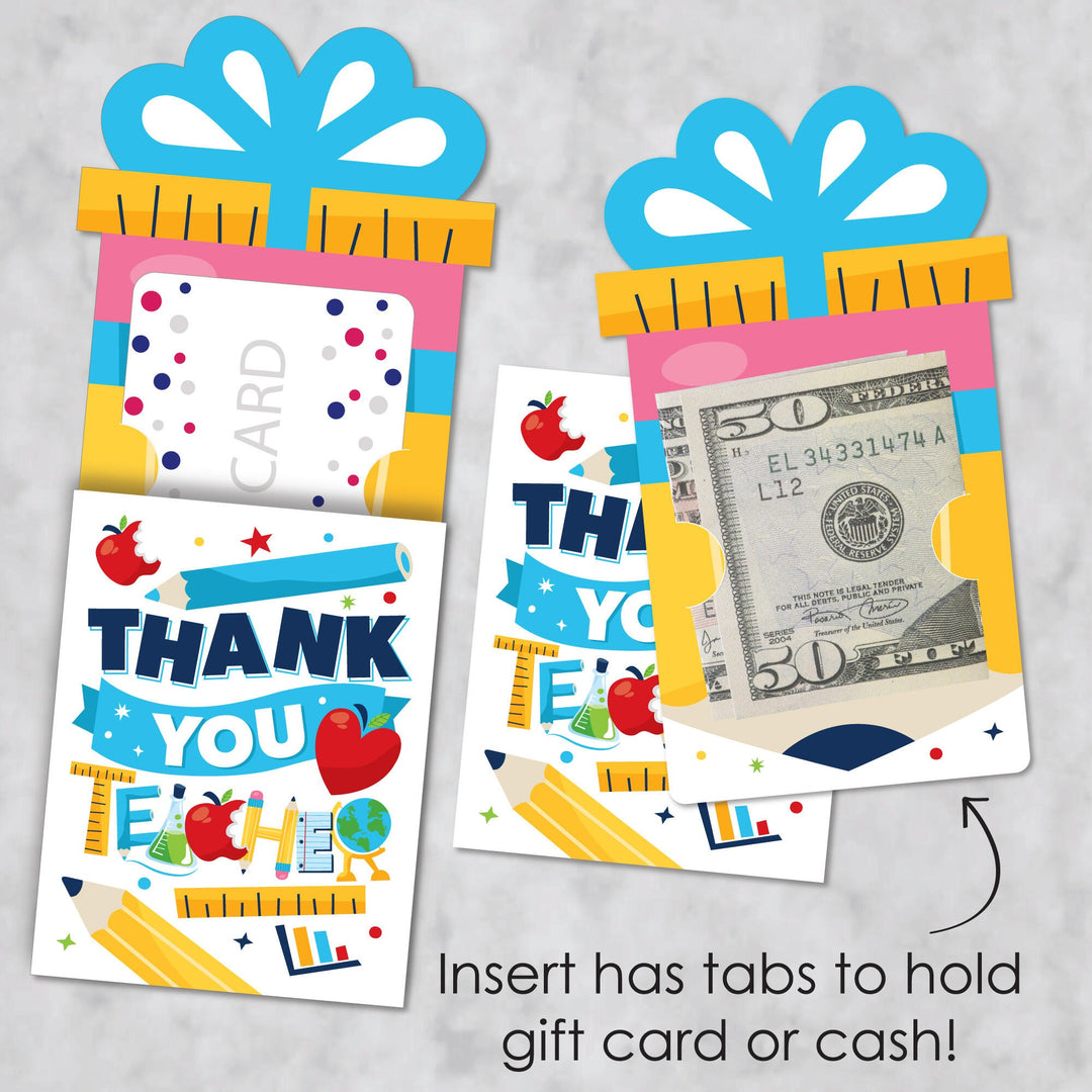 Thank You Teachers - Teacher Appreciation Money and Gift Card Sleeves - Nifty Gifty Card Holders - Set of 8