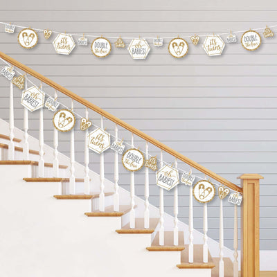 It's Twins - Gold Twins Baby Shower DIY Decorations - Clothespin Garland Banner - 44 Pieces