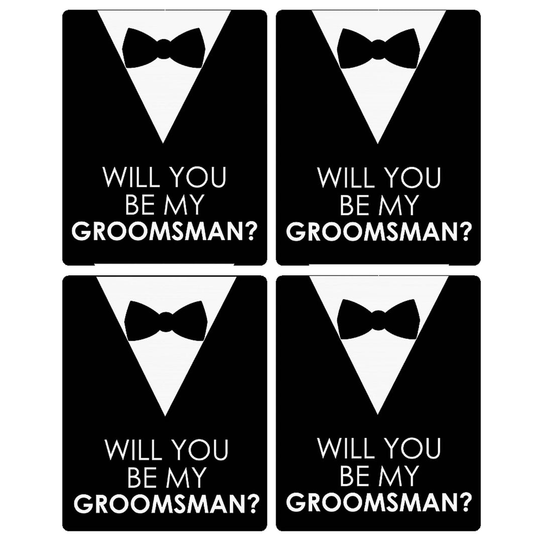 Suit Up - Will You Be My Groomsman? - Gift for Men - Whiskey or Wine Bottle Label Stickers - Set of 4