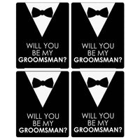 Suit Up - Will You Be My Groomsman? - Gift for Men - Whiskey or Wine Bottle Label Stickers - Set of 4