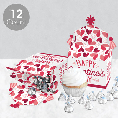 Happy Galentine's Day - Treat Box Party Favors - Valentine's Day Party Goodie Gable Boxes - Set of 12