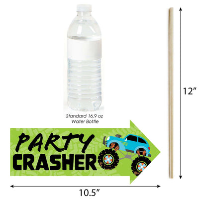 Funny Smash and Crash - Monster Truck - Boy Birthday Party Photo Booth Props Kit - 10 Piece