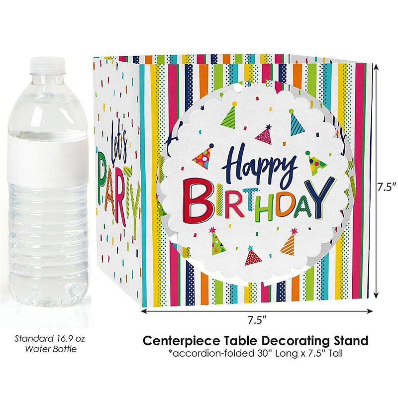 Cheerful Happy Birthday - Colorful Birthday Party Centerpiece and Table Decoration Kit