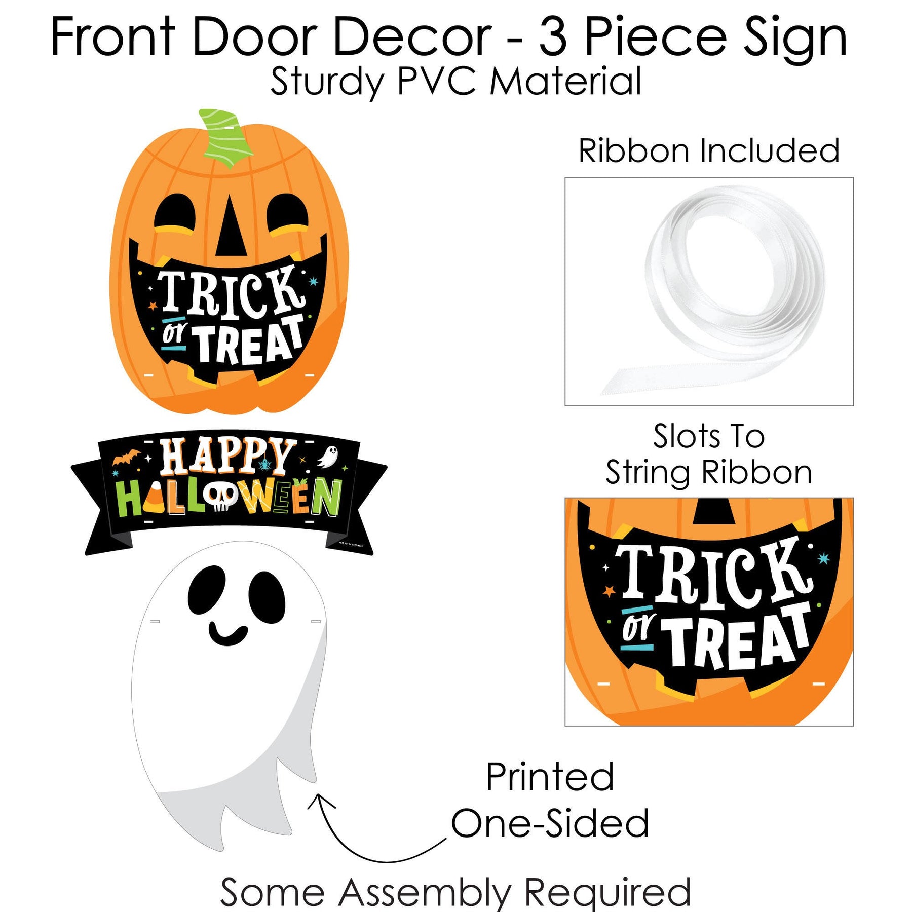 Big Dot of Happiness Jack-O'-Lantern Halloween - Hanging Porch Kids  Halloween Party Outdoor Decorations - Front Door Decor - 3 Piece Sign