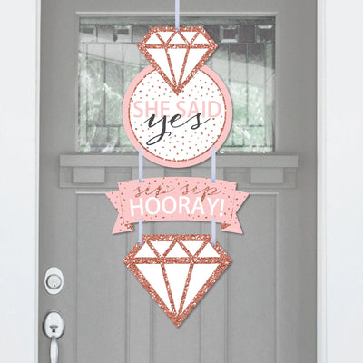Bride Squad - Hanging Porch Rose Gold Bridal Shower or Bachelorette Party Outdoor Decorations - Front Door Decor - 3 Piece Sign