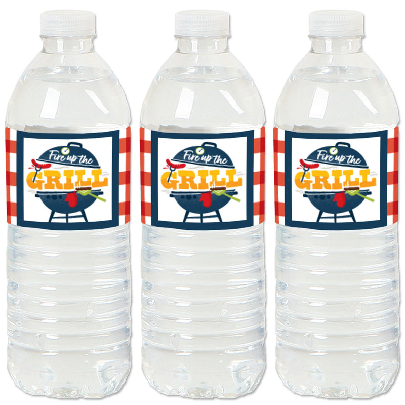 Fire Up the Grill - Summer BBQ Picnic Party Water Bottle Sticker Labels - Set of 20