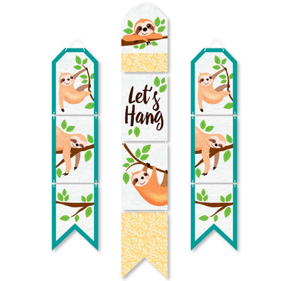 Let's Hang - Sloth - Hanging Vertical Paper Door Banners - Baby Shower or Birthday Party Wall Decoration Kit - Indoor Door Decor