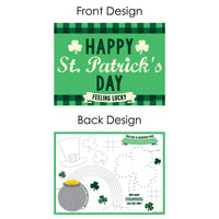 St. Patrick's Day - Paper Saint Patty's Day Party Coloring Sheets - Activity Placemats - Set of 16