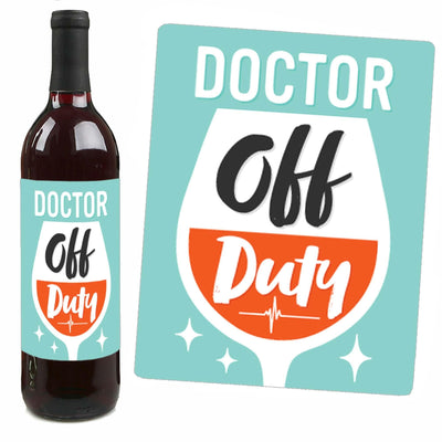 Thank You Doctors - Doctor Appreciation Week Decorations for Women and Men - Wine Bottle Label Stickers - Set of 4