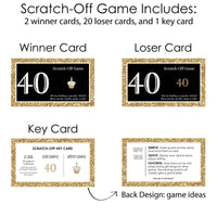 Adult 40th Birthday - Gold - Birthday Party Game Scratch Off Cards - 22 ct