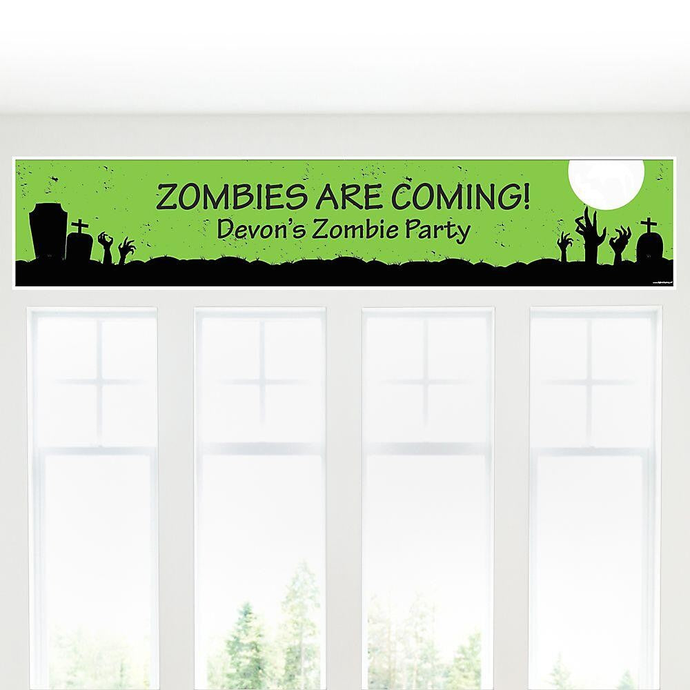 Zombie Zone - Personalized Halloween or Birthday Zombie Crawl Party Banner