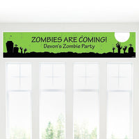 Zombie Zone - Personalized Halloween or Birthday Zombie Crawl Party Banner