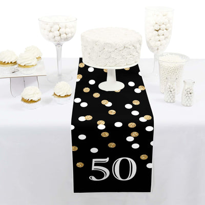 Adult 50th Birthday - Gold - Petite Birthday Party Paper Table Runner - 12" x 60"
