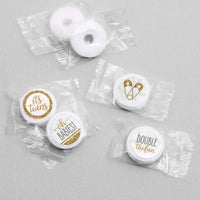 It's Twins - Gold Twins Baby Shower Round Candy Sticker Favors - Labels Fit Hershey's Kisses - 108 ct