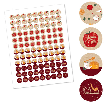 Rosh Hashanah - Round Candy Labels Jewish New Year Favors - Fits Hershey Kisses - 108 ct