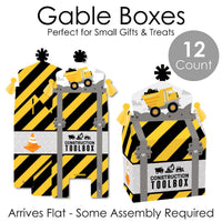 Dig It - Construction Party Zone - Treat Box Party Favors - Baby Shower or Birthday Party Goodie Gable Boxes - Set of 12