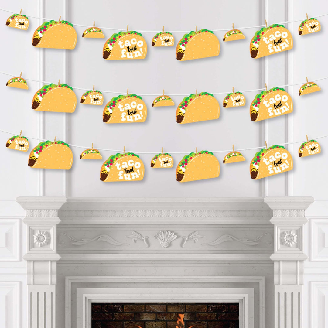 Taco 'Bout Fun - Mexican Fiesta DIY Decorations - Clothespin Garland Banner - 44 Pieces