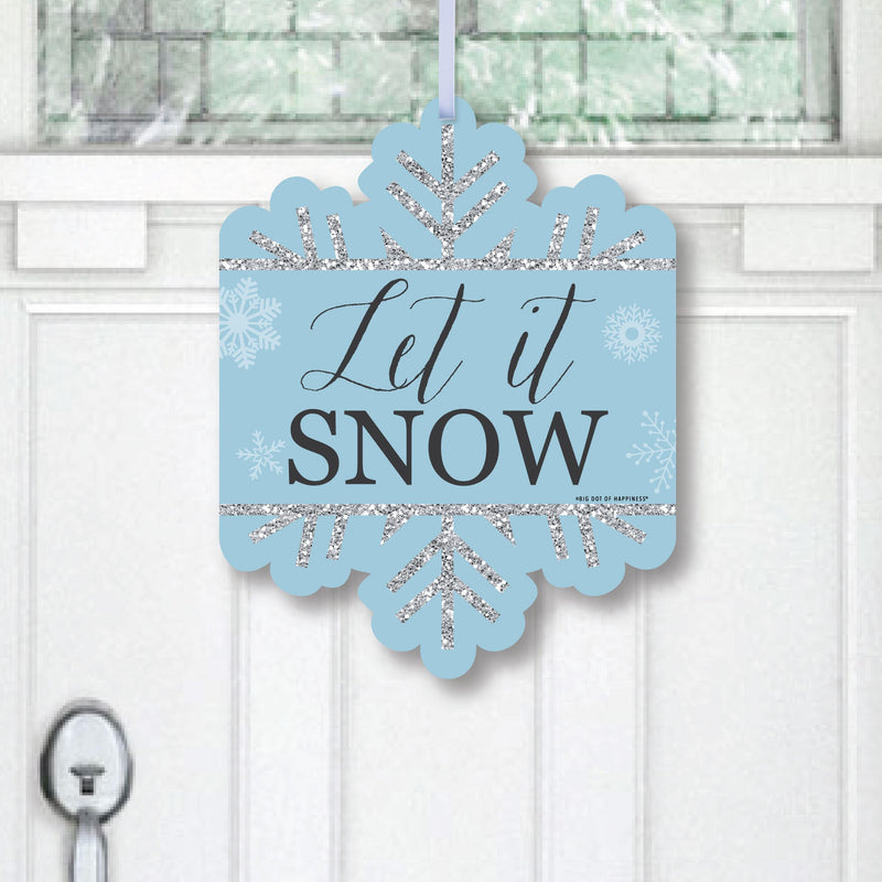 Winter Wonderland - Hanging Porch Snowflake Holiday Party and Winter Wedding Outdoor Decorations - Front Door Decor - 1 Piece Sign