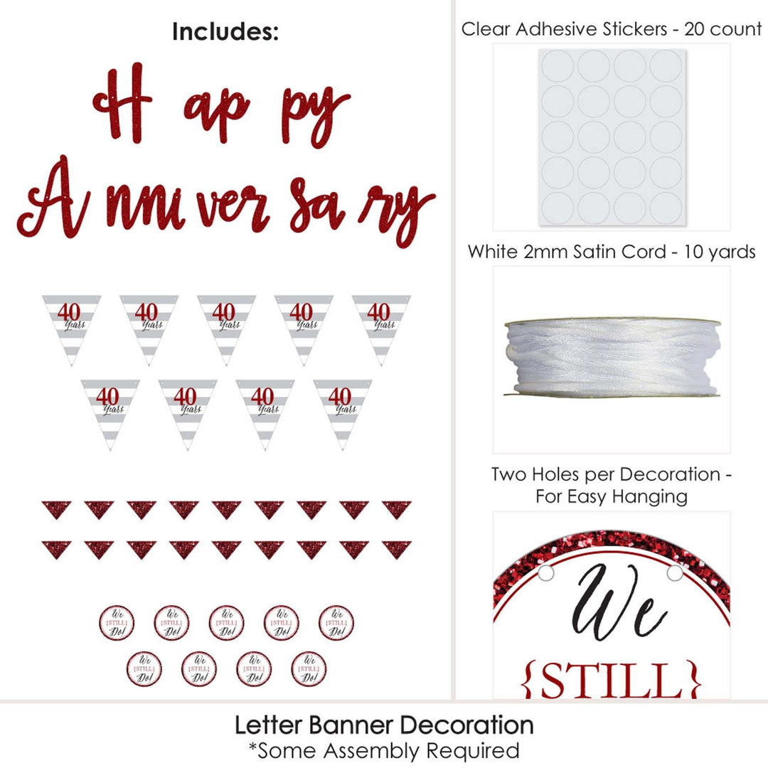 We Still Do - 40th Wedding Anniversary - Anniversary Party Letter Banner Decoration - 36 Banner Cutouts and Happy Anniversary Banner Letters