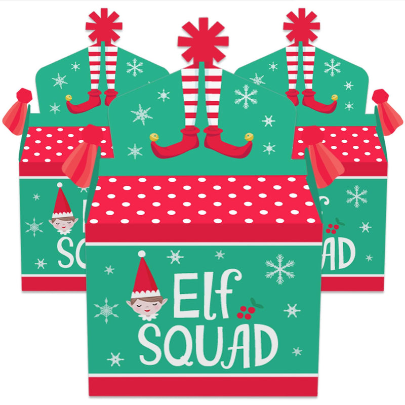 Elf Squad - Treat Box Party Favors - Kids Elf Christmas and Birthday Party Goodie Gable Boxes - Set of 12