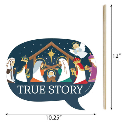 Funny Holy Nativity - Manger Scene Religious Christmas Photo Booth Props Kit - 10 Piece