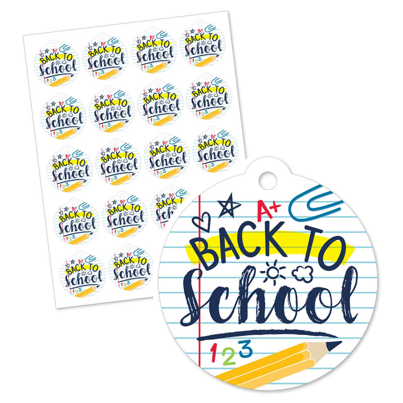 Back to School - First Day of School Classroom Decorations Favor Gift Tags (Set of 20)