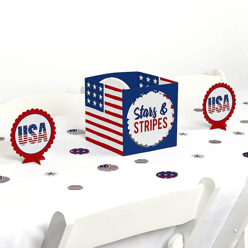 Stars & Stripes - Memorial Day, 4th of July and Labor Day USA Patriotic Centerpiece and Table Decoration Kit