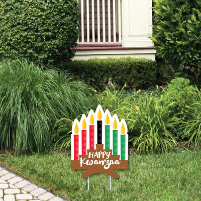 Happy Kwanzaa - Outdoor Lawn Sign - African Heritage Holiday Yard Sign - 1 Piece