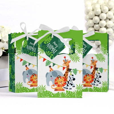 Jungle Party Animals - Safari Zoo Animal Birthday Party or Baby Shower Favor Boxes - Set of 12