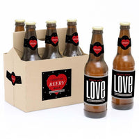 Valentine's Day - Valentine's Day - Decorations for Women and Men - 6 Beer Bottle Labels and 1 Carrier