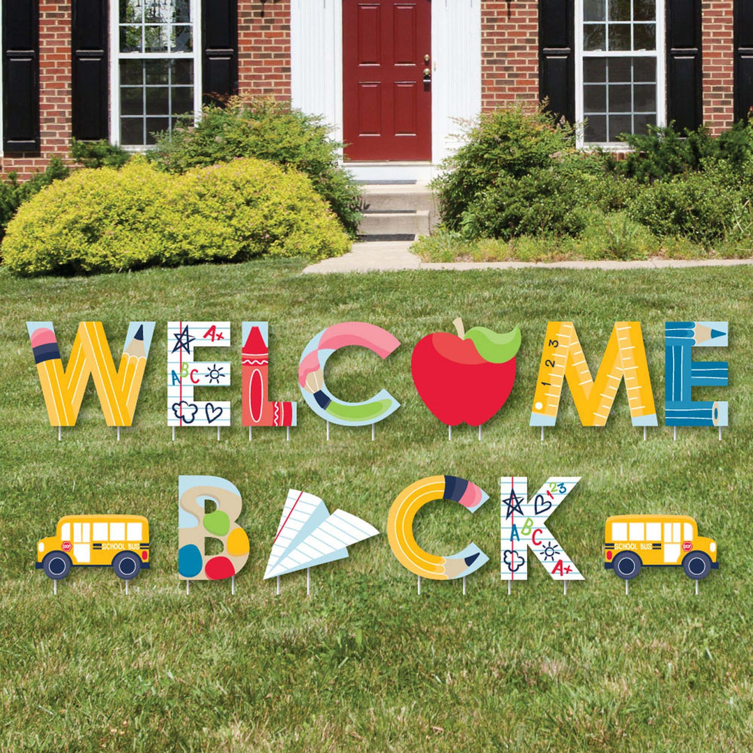 Back to School - Yard Sign Outdoor Lawn Decorations - First Day of School Classroom Yard Signs - Welcome Back