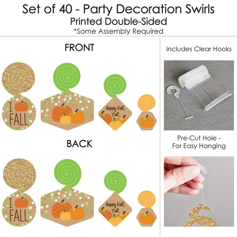Pumpkin Patch - Fall, Halloween or Thanksgiving Party Hanging Decor - Party Decoration Swirls - Set of 40