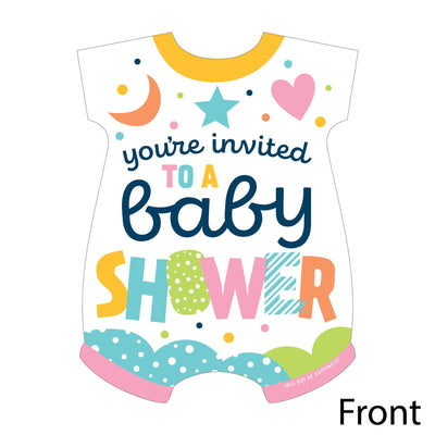 Colorful Baby Shower - Shaped Fill-In Invitations - Gender Neutral Party Invitation Cards with Envelopes - Set of 12