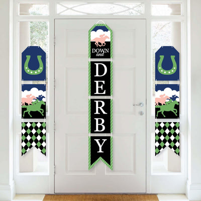 Kentucky Horse Derby - Hanging Vertical Paper Door Banners - Horse Race Party Wall Decoration Kit - Indoor Door Decor