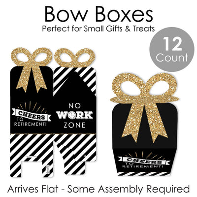 Happy Retirement - Square Favor Gift Boxes - Retirement Party Bow Boxes - Set of 12