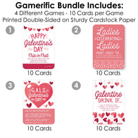 Happy Galentine's Day - 4 Valentine's Day Party Games - 10 Cards Each - Gamerific Bundle