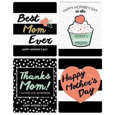 Best Mom Ever - Mother's Day Decorations for Women - Wine Bottle Label Stickers - Set of 4