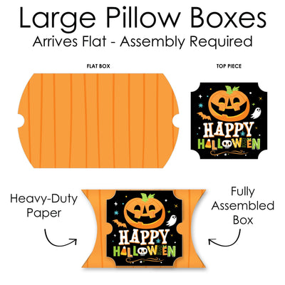 Jack-O'-Lantern Halloween - Favor Gift Boxes - Kids Halloween Party Large Pillow Boxes - Set of 12