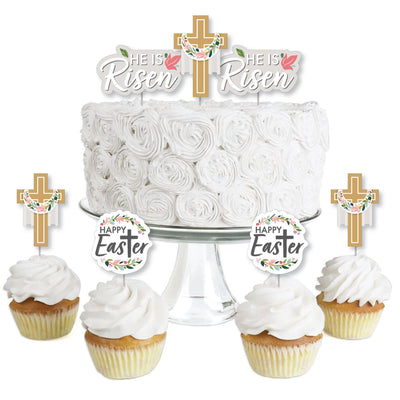 Religious Easter - Dessert Cupcake Toppers - Christian Holiday Party Clear Treat Picks - Set of 24