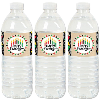 Happy Kwanzaa - African Heritage Holiday Water Bottle Sticker Labels - Set of 20