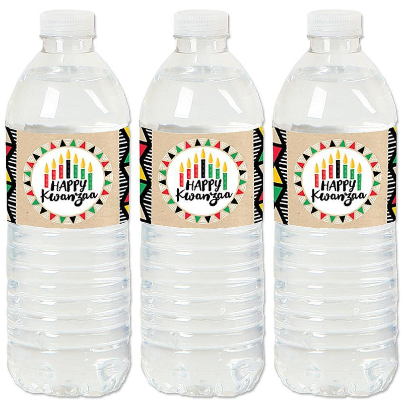 Happy Kwanzaa - African Heritage Holiday Water Bottle Sticker Labels - Set of 20