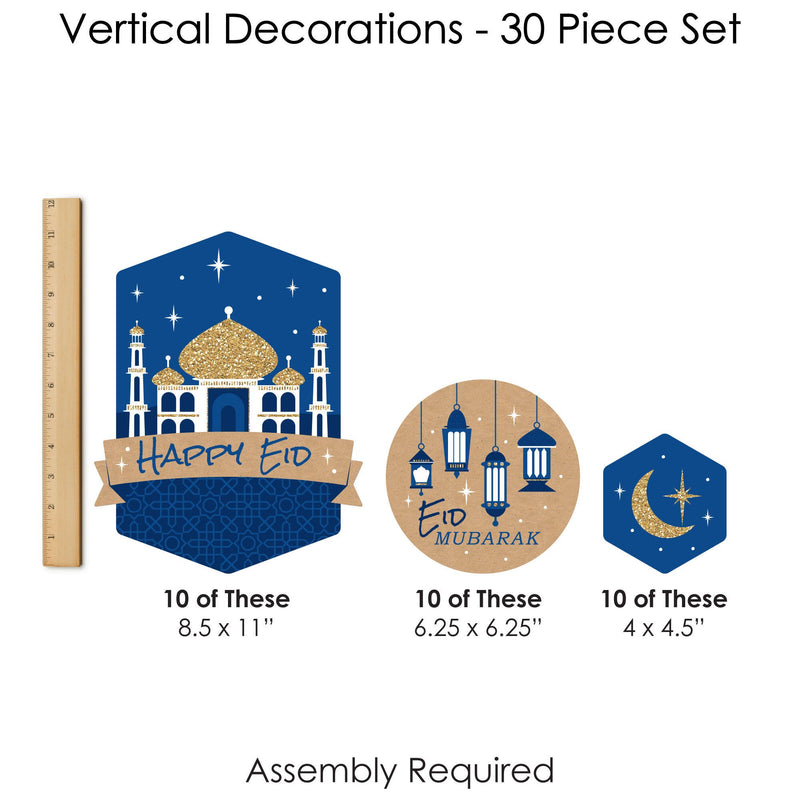 Ramadan - Eid Mubarak Party DIY Dangler Backdrop - Hanging Vertical Decorations - 30 Pieces