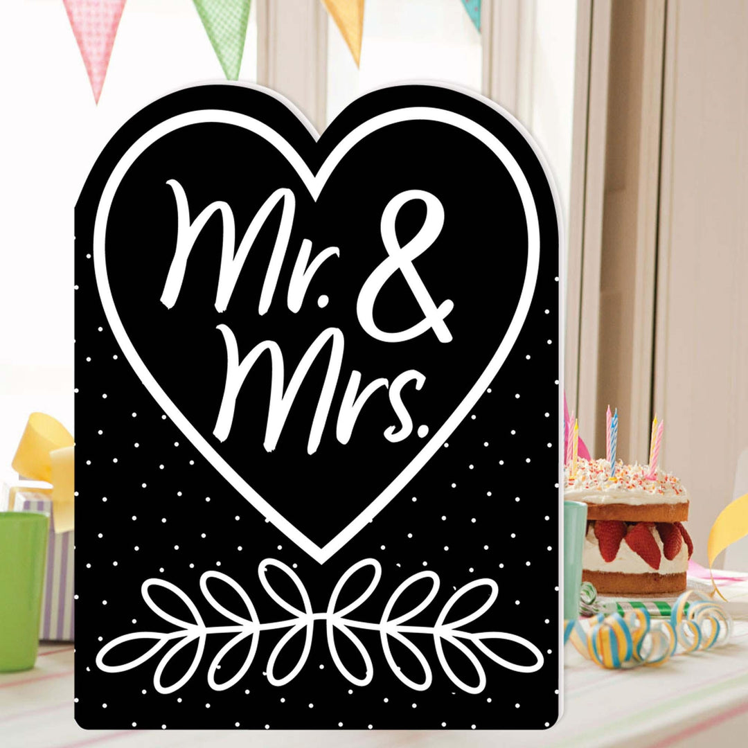 Mr. and Mrs. - Black and White Wedding Congratulations Giant Greeting Card - Big Shaped Jumborific Card - 16.5 x 22 inches